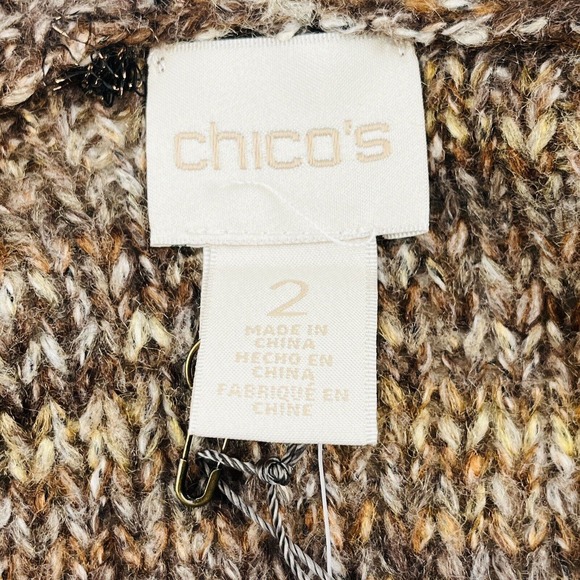 Womens L Chico's Randall Sweater Vest Chestnut Open Front Metallic Chic Texture - Picture 4 of 8